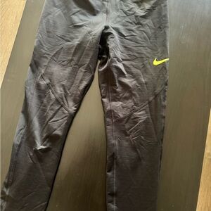 Nike Black Leggings with Neon Yellow Swoosh